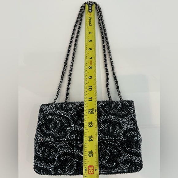 CHANEL 23A CC RUTHENIUM & BLACK CRYSTAL MINI FLAP BAG NWT! - Picture 16 of 17